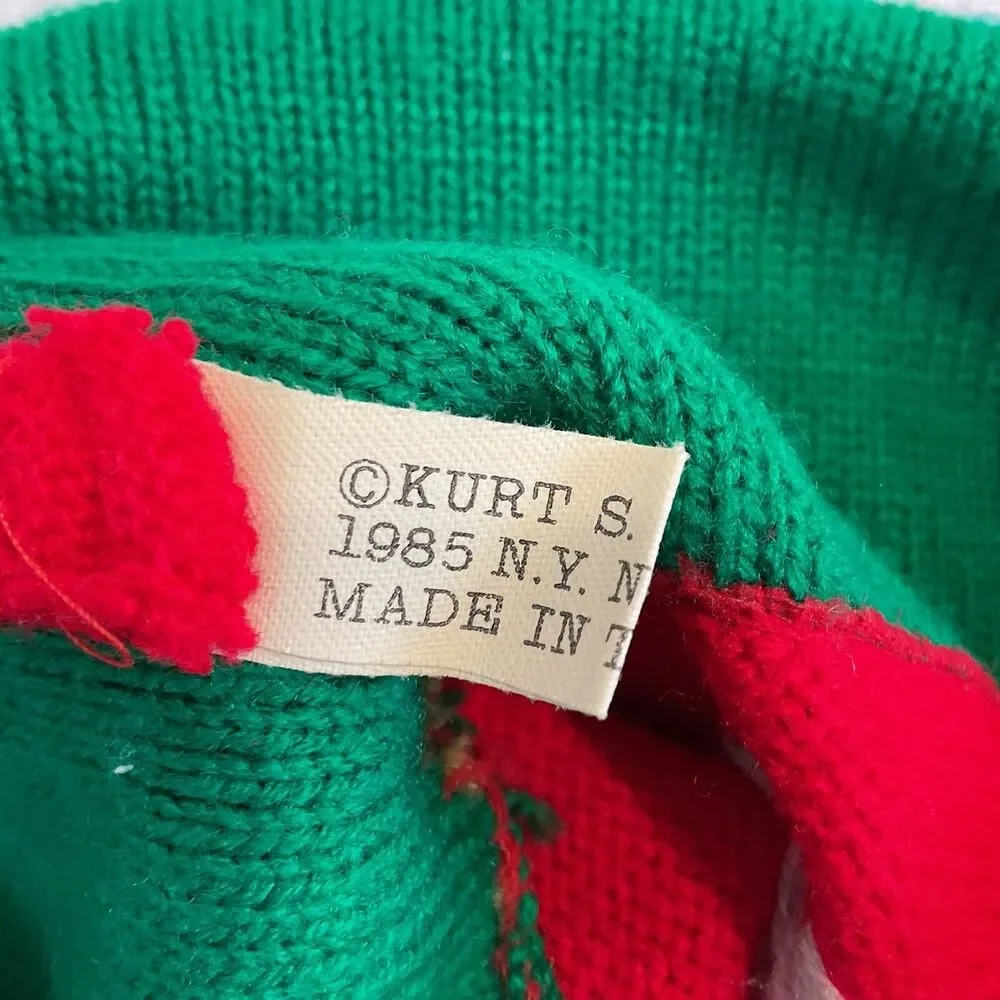 Kurt Adler Christmas Stocking Santa’s Coming Knitted Knit Oversized Taiwan Bells